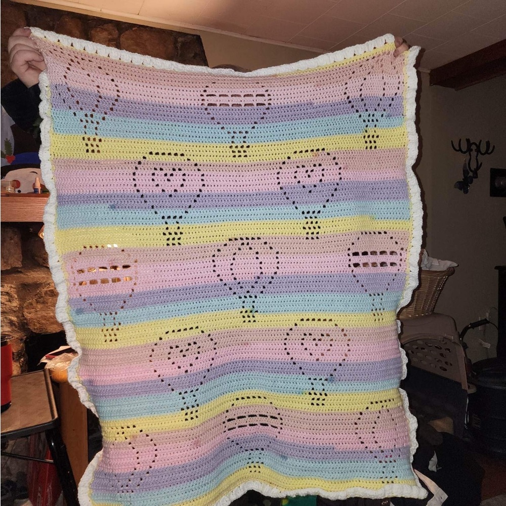 Handmade yarn baby blanket